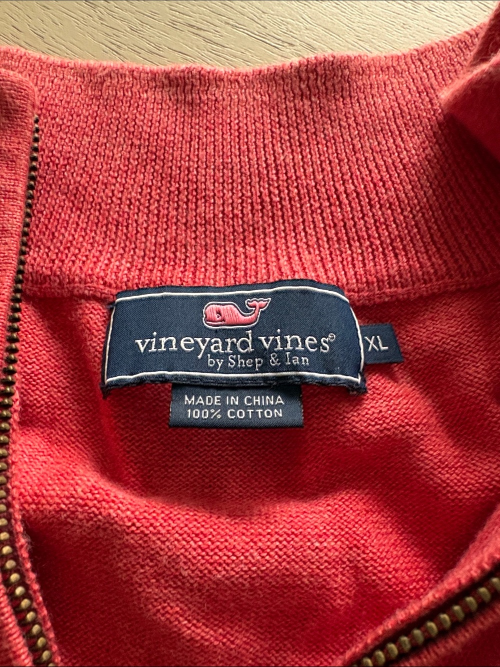 Vineyard Vines Men's Coral Quarter-Zip Pullover - Picture 3 of 3